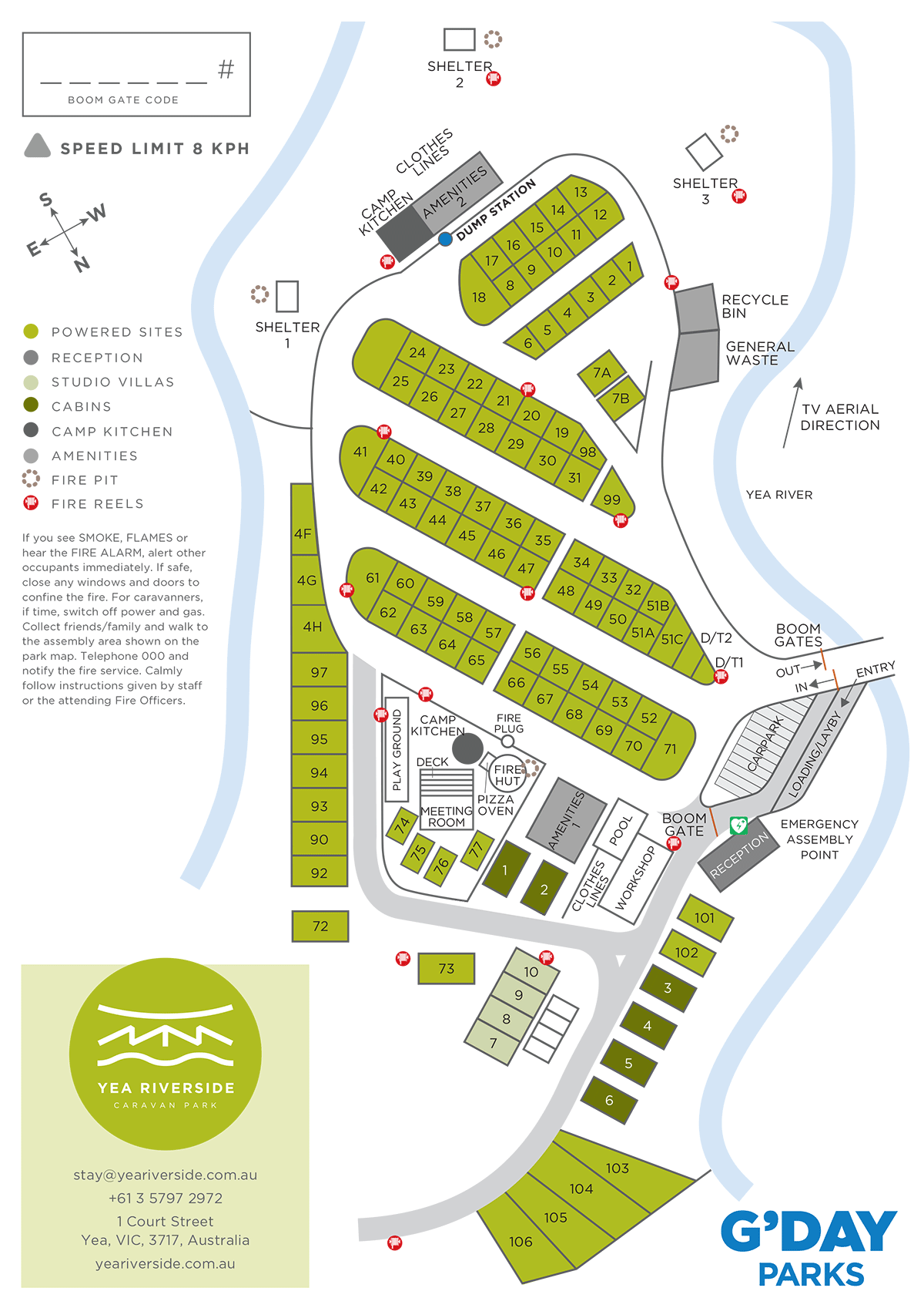 Yea Riverside Caravan Park map