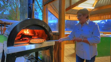Wood fired pizza oven at Yea Riverside Caravan Park